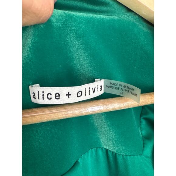 Alice + Olivia Breann Fitted Blazer in Emerald Green Size 14 - Picture 3 of 10